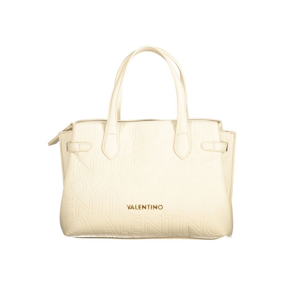 Mario Valentino Beige Faux Leather Handbag with Dual Straps