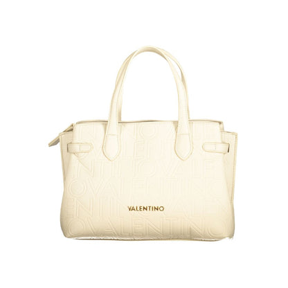 Mario Valentino Beige Faux Leather Handbag with Dual Straps