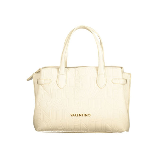 Mario Valentino Beige Faux Leather Handbag with Dual Straps