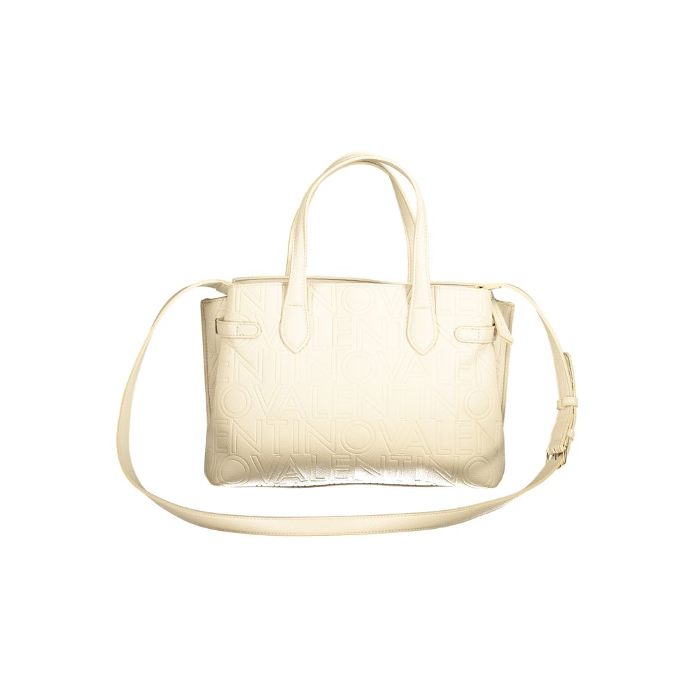 Mario Valentino Beige Faux Leather Handbag with Dual Straps