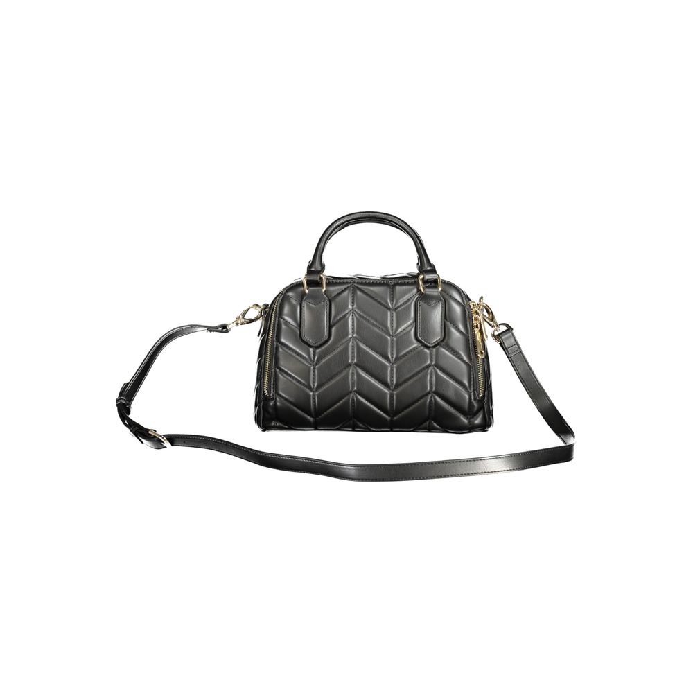 Mario Valentino Black Faux Leather Handbag with Versatile Strap