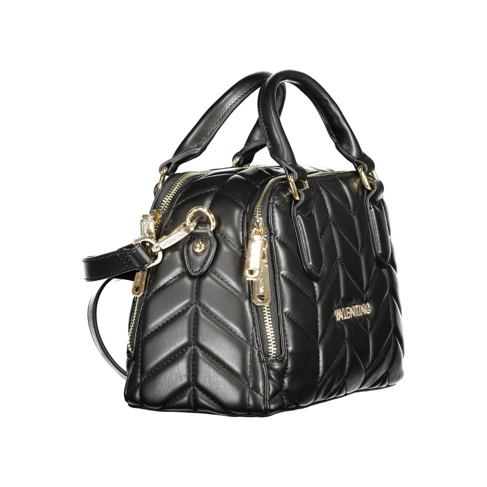 Mario Valentino Black Faux Leather Handbag with Versatile Strap