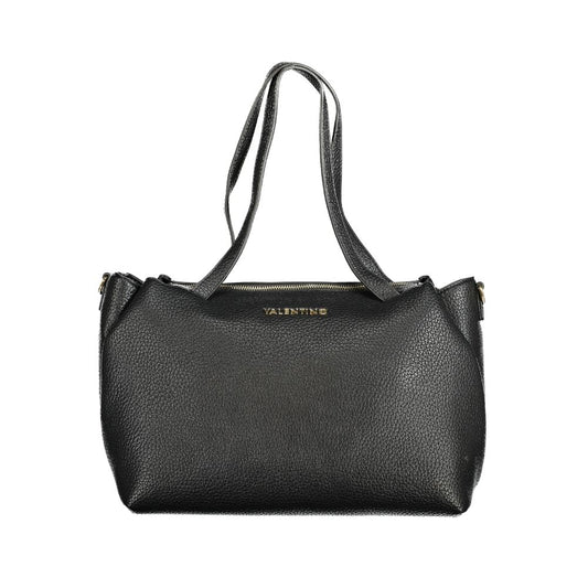 Mario Valentino Black Faux Leather Handbag with Logo Detail