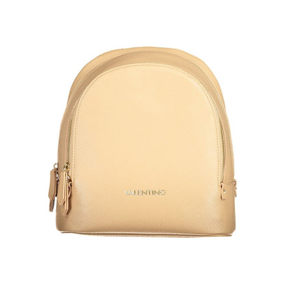 Mario Valentino Beige Faux Leather Backpack with Signature Logo