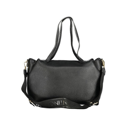 Mario Valentino Black Faux Leather Handbag with Logo Detail