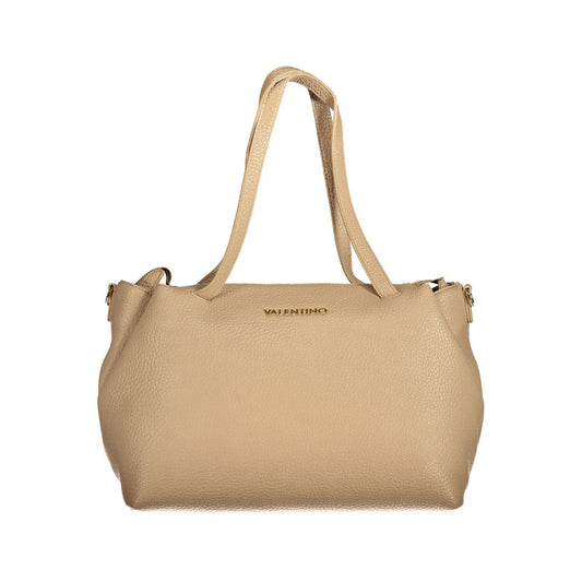Mario Valentino Beige Faux Leather Handbag with Iconic Logo