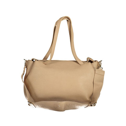 Mario Valentino Beige Faux Leather Handbag with Iconic Logo