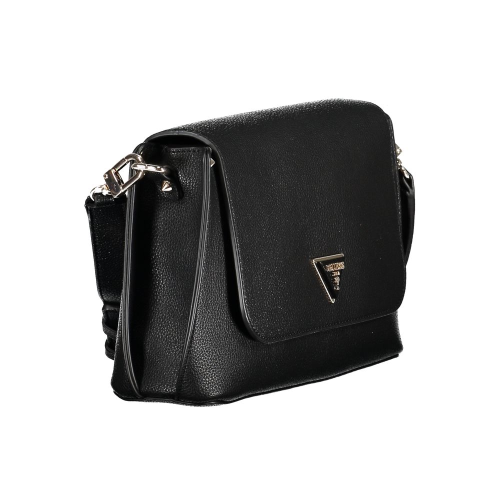 Guess Jeans Black Meridian Handbag – Faux Leather, Multifunctional Design