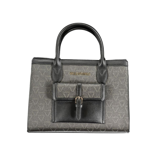 Mario Valentino Black Leather Handbag with Contrast Details