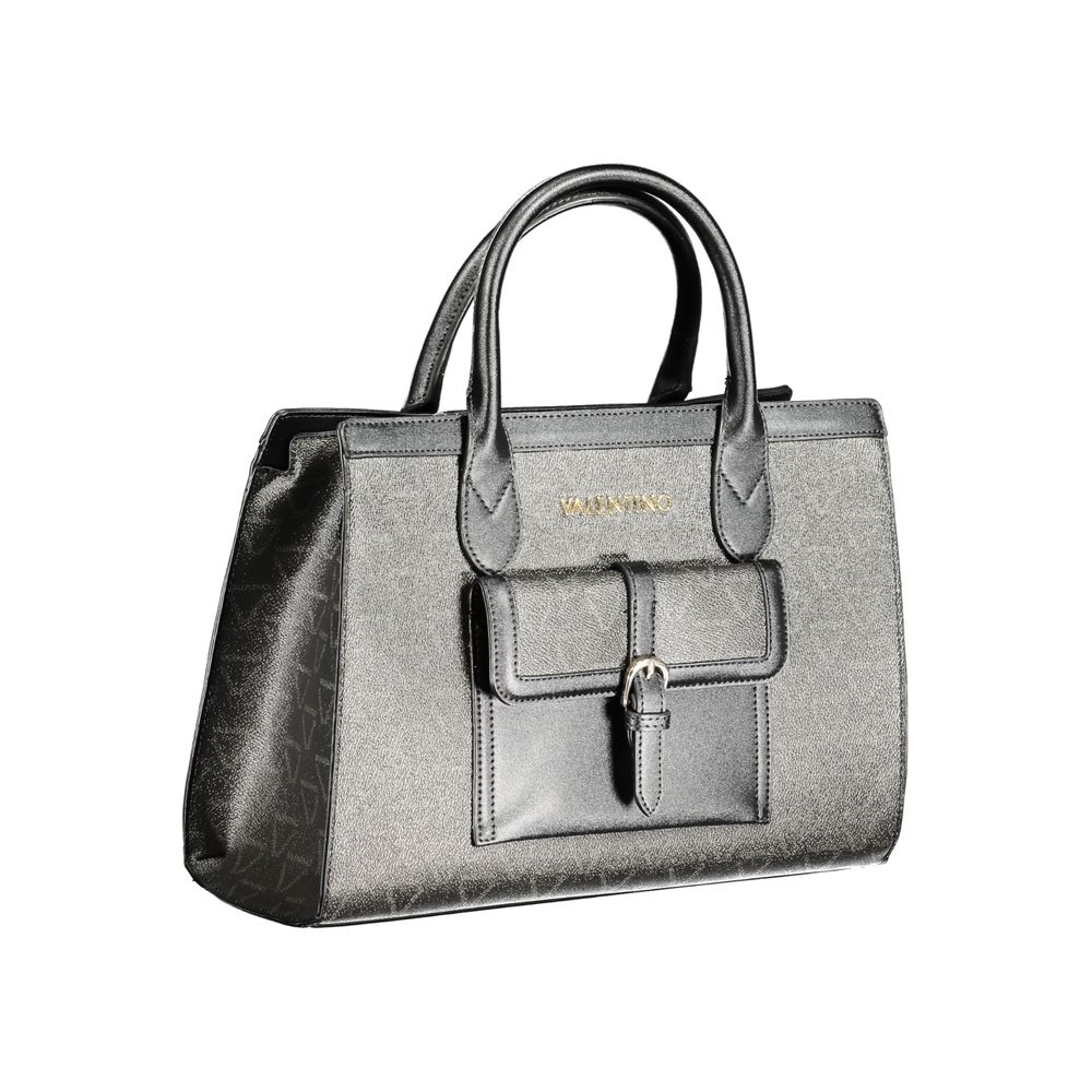 Mario Valentino Black Leather Handbag with Contrast Details