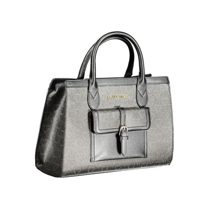 Mario Valentino Black Leather Handbag with Contrast Details