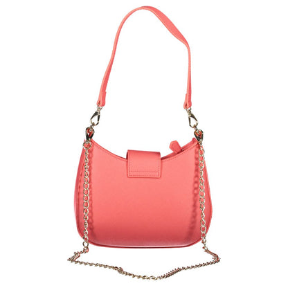 Mario Valentino Pink Leather Effect Handbag with Contrasting Details
