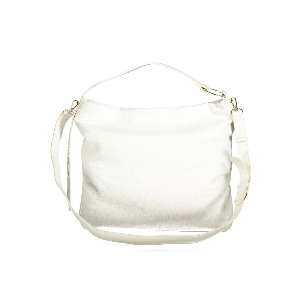 Mario Valentino White Faux Leather Handbag with Adjustable Strap