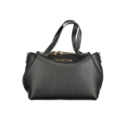 Mario Valentino Black Leather Effect Women Handbag with Dual Handles