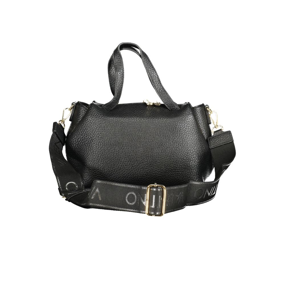 Mario Valentino Black Leather Effect Women Handbag with Dual Handles