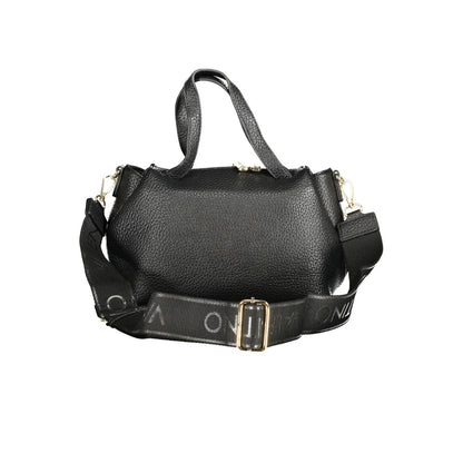 Mario Valentino Black Leather Effect Women Handbag with Dual Handles