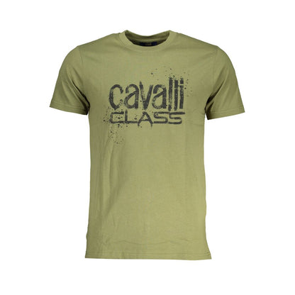 Cavalli Class Green Cotton T-Shirt: A Statement of Style and Comfort