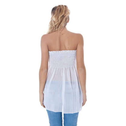 White Polyester Underwear Tank Top with Logo