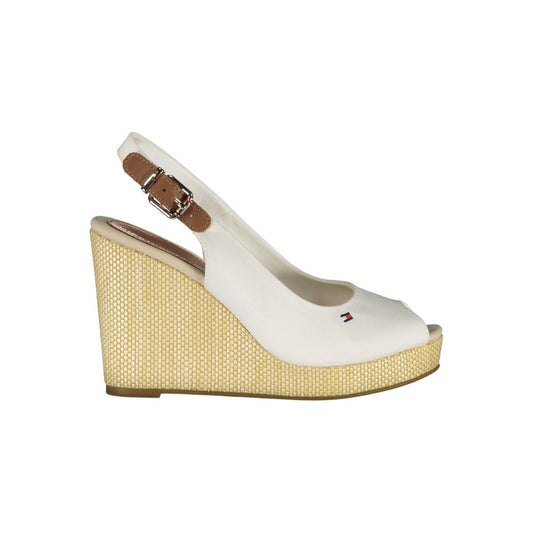 Tommy Hilfiger White Cotton Sandal with Wedge