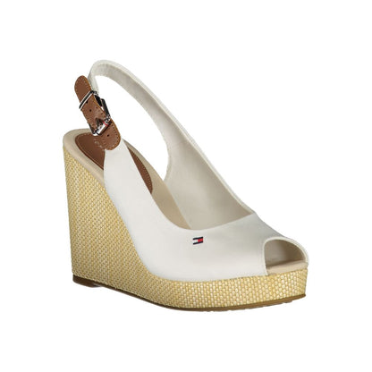 Tommy Hilfiger White Cotton Sandal with Wedge