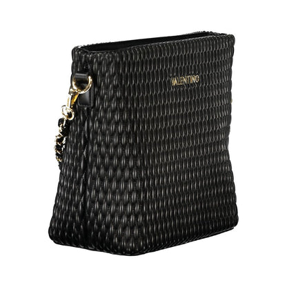 Mario Valentino Black Smooth Leather Handbag with Adjustable Strap