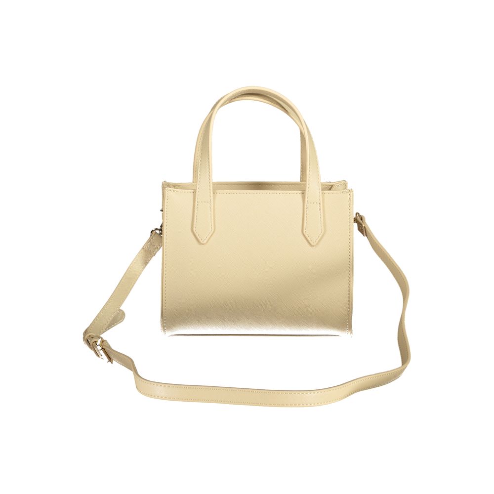 Mario Valentino Beige Faux Leather Handbag with Elegant Detailing