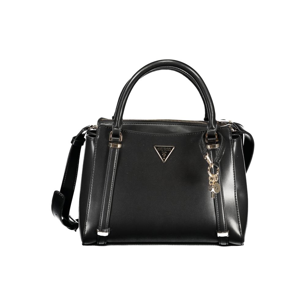 Guess Jeans Black Daryna Bag – Faux Leather, Stylish Multi-Compartment Handbag