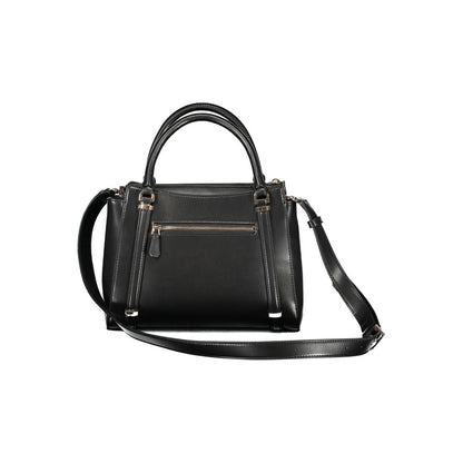 Guess Jeans Black Daryna Bag – Faux Leather, Stylish Multi-Compartment Handbag