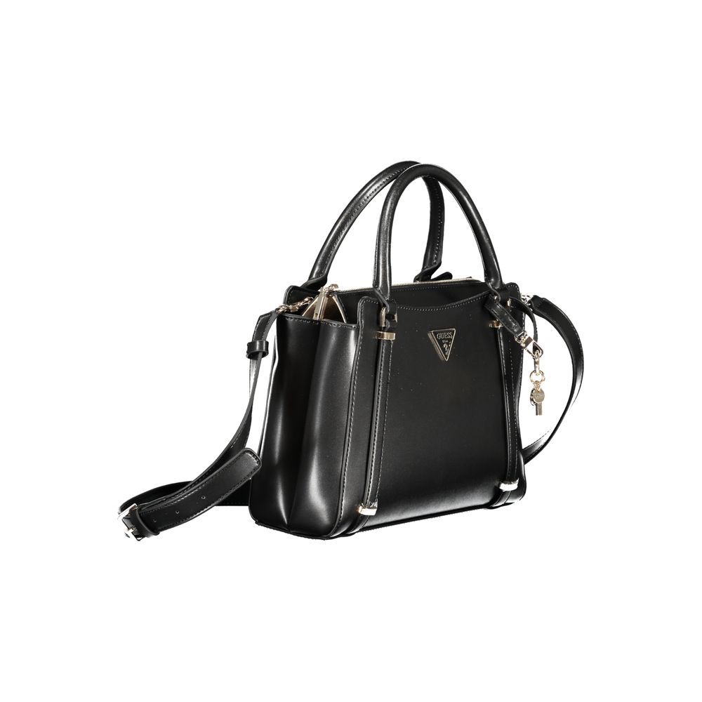 Guess Jeans Black Daryna Bag – Faux Leather, Stylish Multi-Compartment Handbag