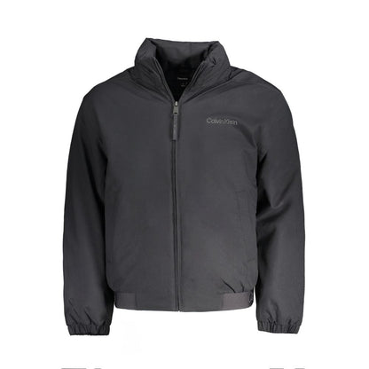 Calvin Klein Black Polyester Jacket with Removable Hood