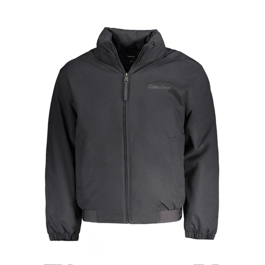 Calvin Klein Black Polyester Jacket with Removable Hood