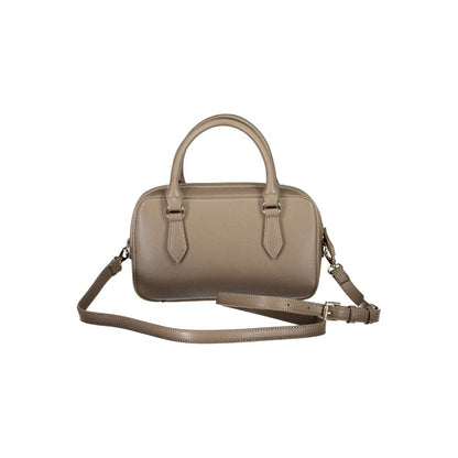 Mario Valentino Brown Leather Effect Handbag with Dual Handles