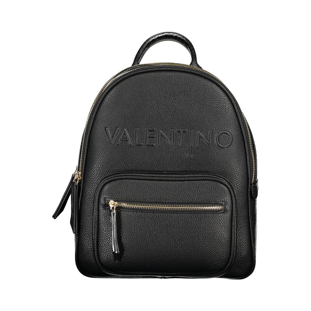 Mario Valentino Black Leather Effect Backpack with Adjustable Straps