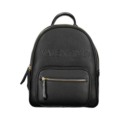 Mario Valentino Black Leather Effect Backpack with Adjustable Straps