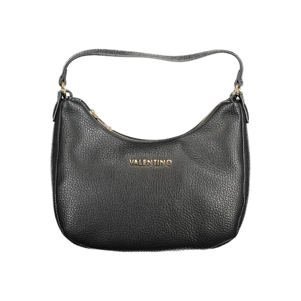 Mario Valentino Black Faux Leather Shoulder Bag with Iconic Logo