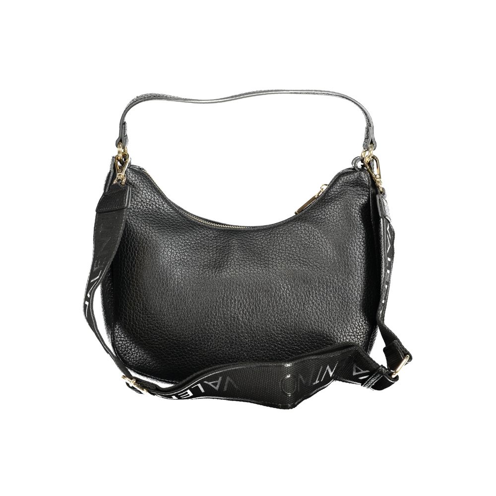 Mario Valentino Black Faux Leather Shoulder Bag with Iconic Logo