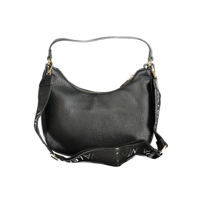 Mario Valentino Black Faux Leather Shoulder Bag with Iconic Logo