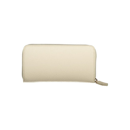 Mario Valentino Beige Leather Effect Wallet with Iconic Logo