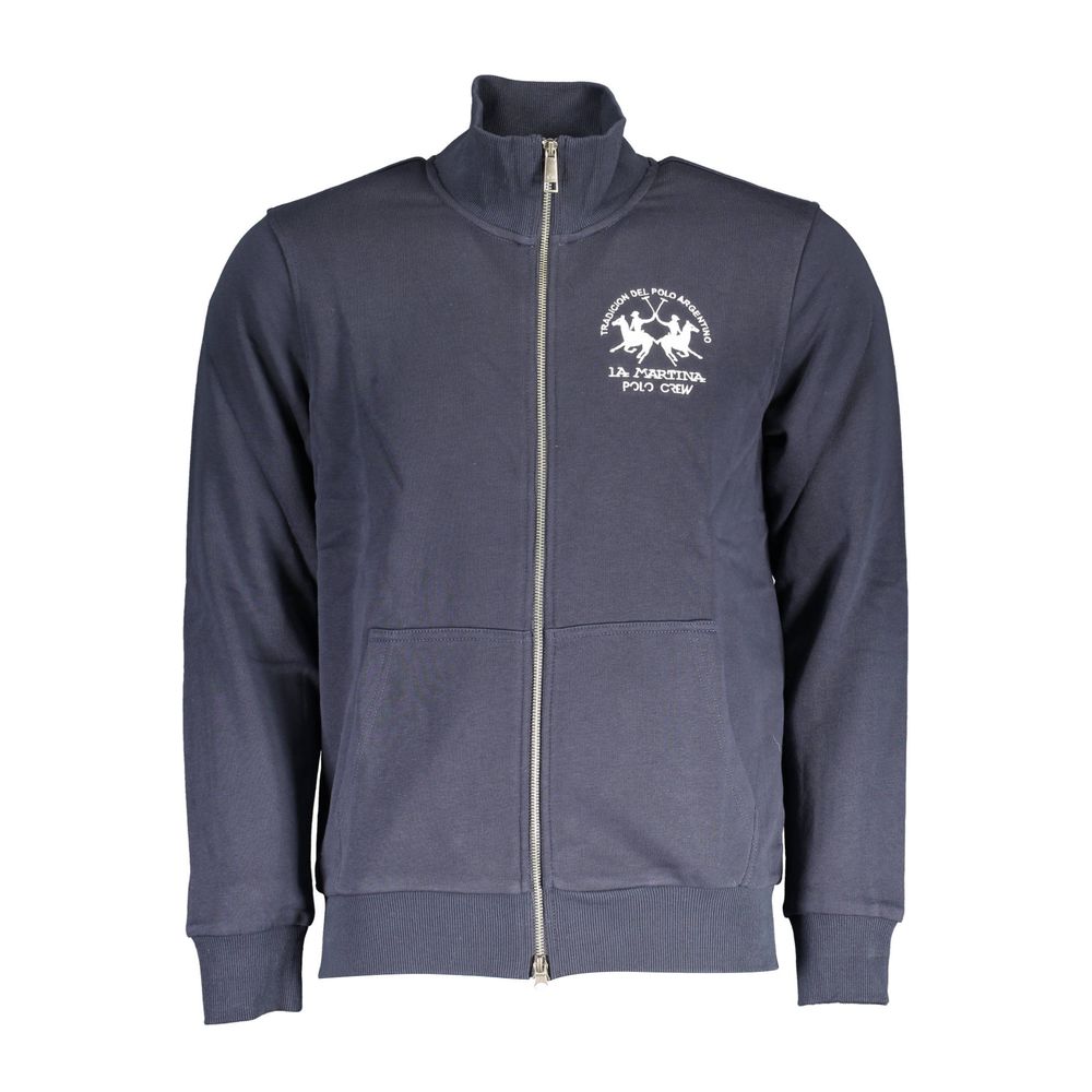 La Martina Blue Cotton Men's Zip-Up Sweater