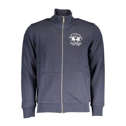 La Martina Blue Cotton Men's Zip-Up Sweater