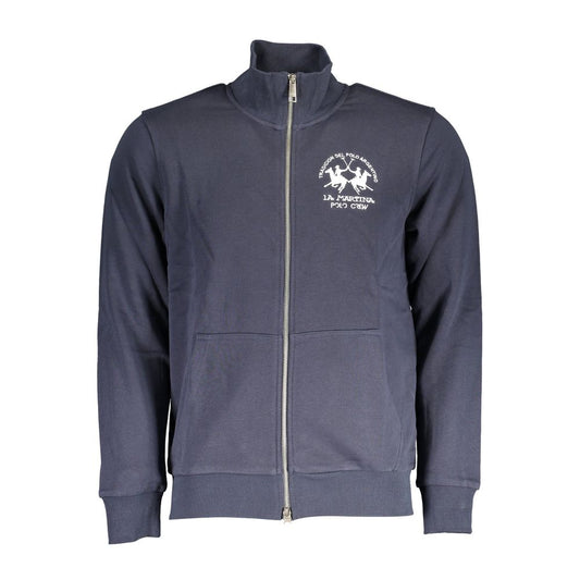 La Martina Blue Cotton Men's Zip-Up Sweater