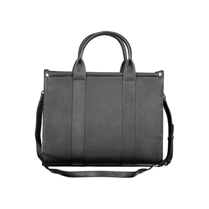 Mario Valentino Black Faux Leather Handbag with Adjustable Straps