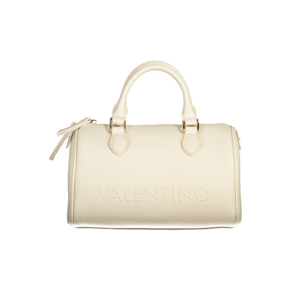 Mario Valentino Beige Faux Leather Handbag with Elegant Design