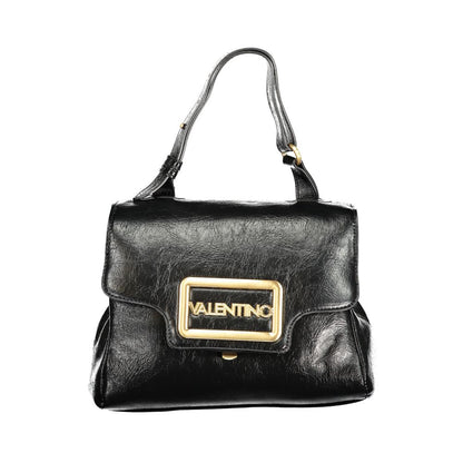 Mario Valentino Black Faux Leather Handbag with Iconic Logo