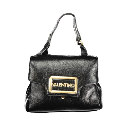 Mario Valentino Black Faux Leather Handbag with Iconic Logo