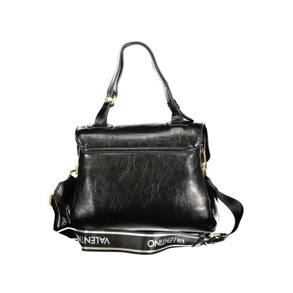 Mario Valentino Black Faux Leather Handbag with Iconic Logo