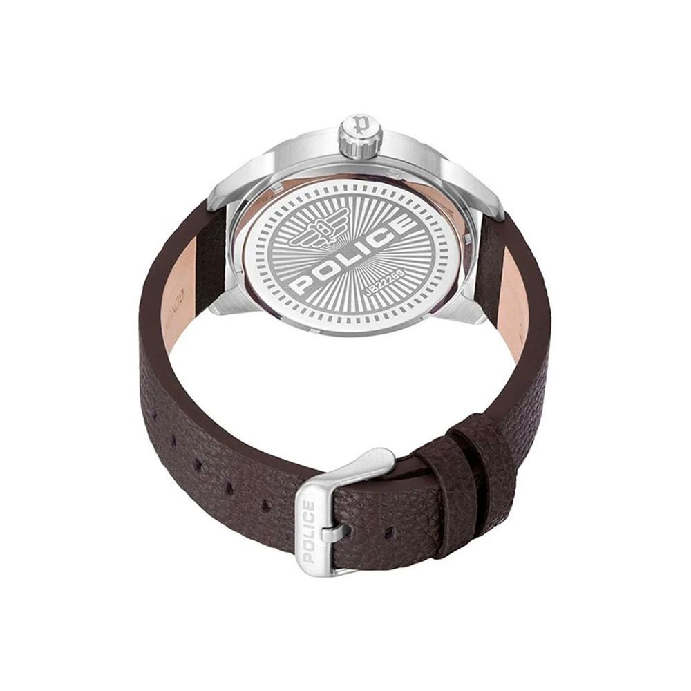 Police Men’s Brown Leather Watch – Green Dial & Grey Case, 45mm