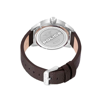 Police Men’s Brown Leather Watch – Green Dial & Grey Case, 45mm