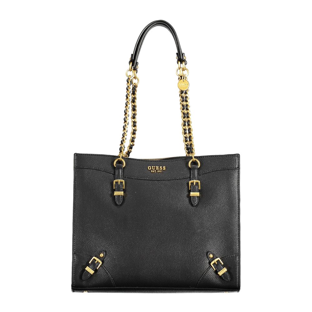 Guess Jeans Black Handbag – Faux Leather, Chic Sophistication