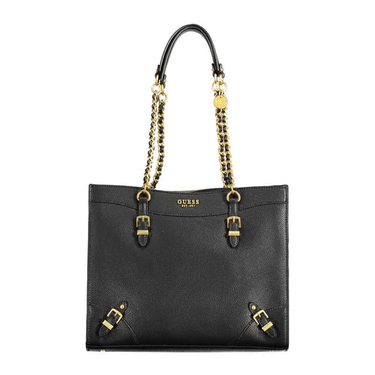 Guess Jeans Black Handbag – Faux Leather, Chic Sophistication